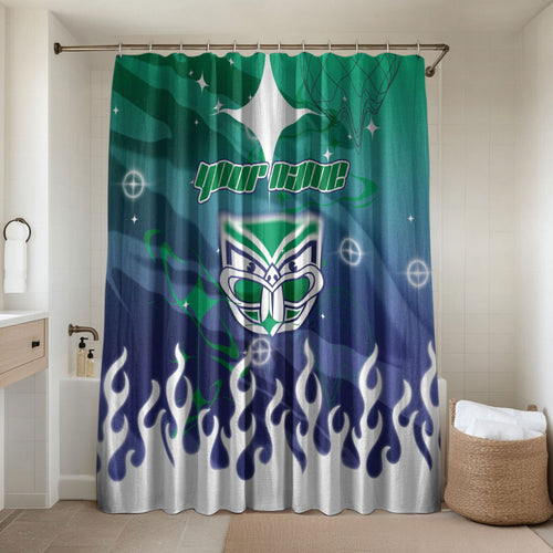 Personalized New Zealand Warriors Bathroom Set Y2K Grunge Aesthetic With Cyber Flames and Starburst Graphics