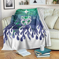 Personalized New Zealand Warriors Blanket Y2K Grunge Aesthetic With Cyber Flames and Starburst Graphics