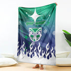 Personalized New Zealand Warriors Blanket Y2K Grunge Aesthetic With Cyber Flames and Starburst Graphics