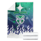 Personalized New Zealand Warriors Blanket Y2K Grunge Aesthetic With Cyber Flames and Starburst Graphics