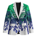 Personalized New Zealand Warriors Blazer Y2K Grunge Aesthetic With Cyber Flames and Starburst Graphics