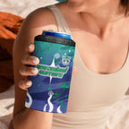 Personalized New Zealand Warriors 4 in 1 Can Cooler Tumbler Y2K Grunge Aesthetic With Cyber Flames and Starburst Graphics