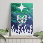 Personalized New Zealand Warriors Canvas Wall Art Y2K Grunge Aesthetic With Cyber Flames and Starburst Graphics