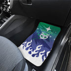 Personalized New Zealand Warriors Car Mats Y2K Grunge Aesthetic With Cyber Flames and Starburst Graphics