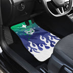 Personalized New Zealand Warriors Car Mats Y2K Grunge Aesthetic With Cyber Flames and Starburst Graphics