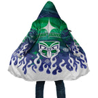 Personalized New Zealand Warriors Cloak Y2K Grunge Aesthetic With Cyber Flames and Starburst Graphics