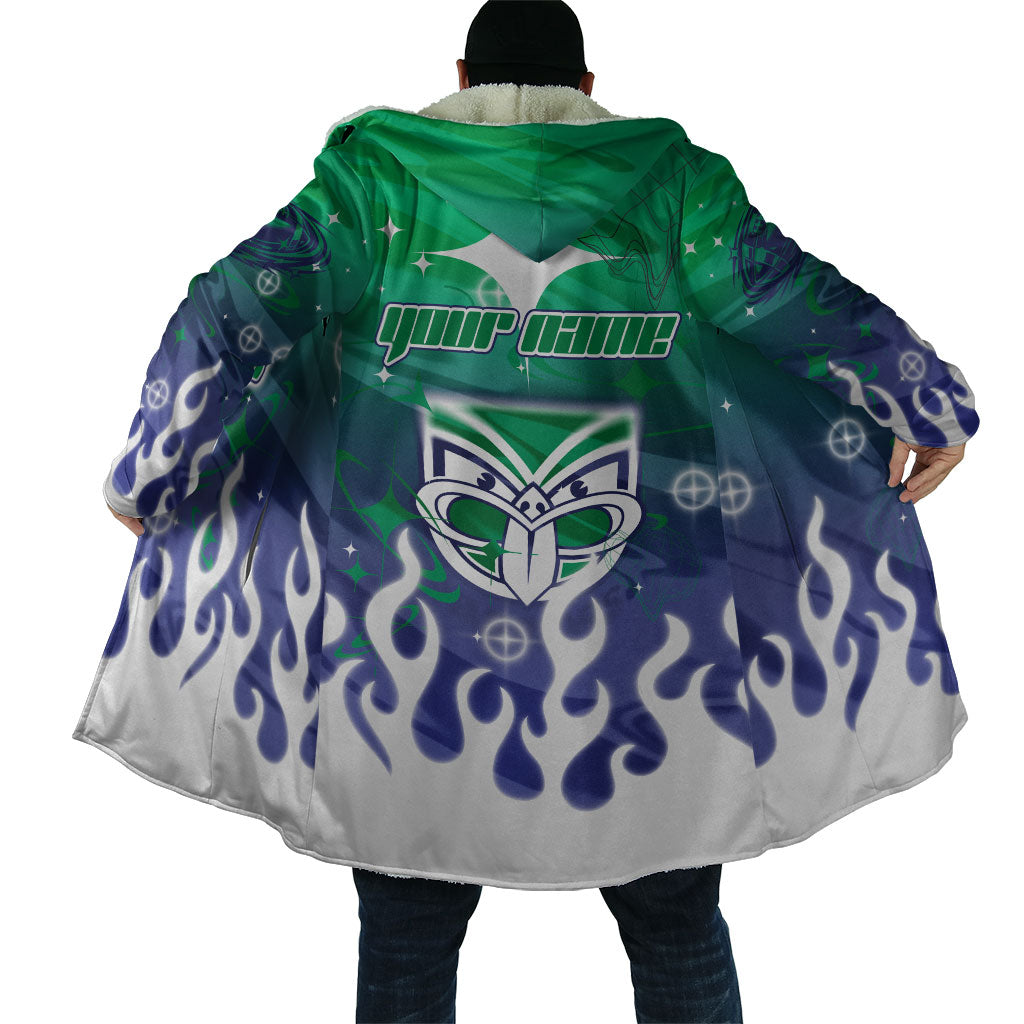 Personalized New Zealand Warriors Cloak Y2K Grunge Aesthetic With Cyber Flames and Starburst Graphics