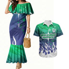 Personalized New Zealand Warriors Couples Matching Mermaid Dress and Hawaiian Shirt Y2K Grunge Aesthetic With Cyber Flames and Starburst Graphics