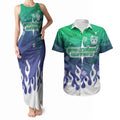 Personalized New Zealand Warriors Couples Matching Tank Maxi Dress and Hawaiian Shirt Y2K Grunge Aesthetic With Cyber Flames and Starburst Graphics