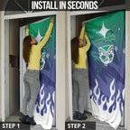 Personalized New Zealand Warriors Door Cover Y2K Grunge Aesthetic With Cyber Flames and Starburst Graphics