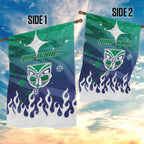 Personalized New Zealand Warriors Garden Flag Y2K Grunge Aesthetic With Cyber Flames and Starburst Graphics