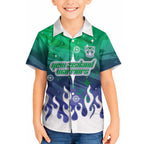 Personalized New Zealand Warriors Hawaiian Shirt Y2K Grunge Aesthetic With Cyber Flames and Starburst Graphics