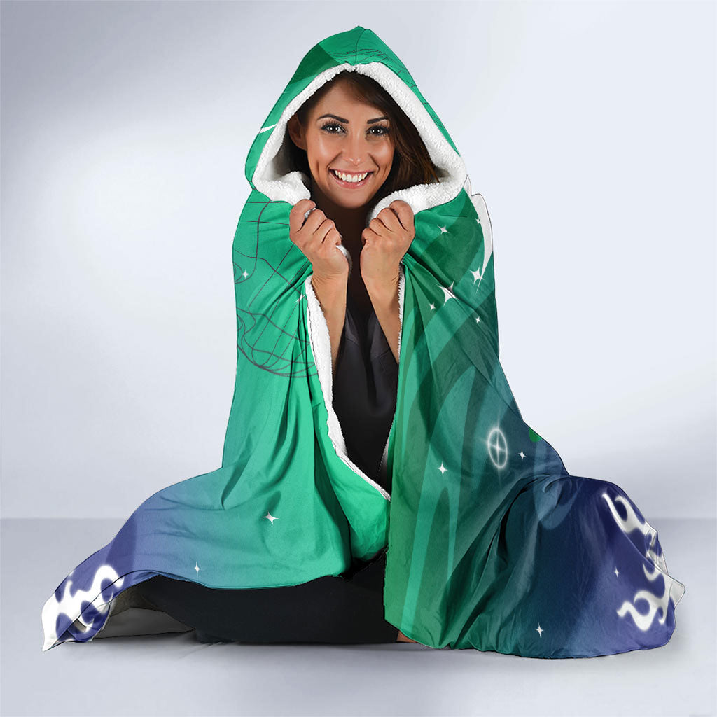 Personalized New Zealand Warriors Hooded Blanket Y2K Grunge Aesthetic With Cyber Flames and Starburst Graphics