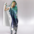Personalized New Zealand Warriors Hooded Blanket Y2K Grunge Aesthetic With Cyber Flames and Starburst Graphics