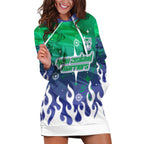 Personalized New Zealand Warriors Hoodie Dress Y2K Grunge Aesthetic With Cyber Flames and Starburst Graphics