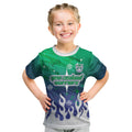 Personalized New Zealand Warriors Kid T Shirt Y2K Grunge Aesthetic With Cyber Flames and Starburst Graphics