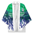 Personalized New Zealand Warriors Kimono Y2K Grunge Aesthetic With Cyber Flames and Starburst Graphics