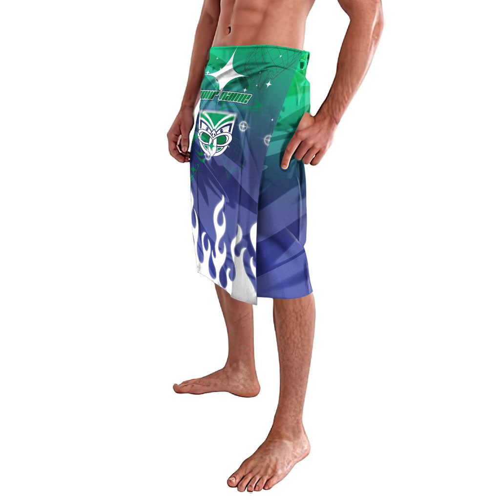 Personalized New Zealand Warriors Lavalava Y2K Grunge Aesthetic With Cyber Flames and Starburst Graphics