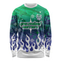 Personalized New Zealand Warriors Long Sleeve Shirt Y2K Grunge Aesthetic With Cyber Flames and Starburst Graphics