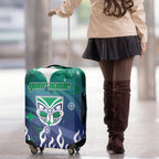 Personalized New Zealand Warriors Luggage Cover Y2K Grunge Aesthetic With Cyber Flames and Starburst Graphics