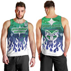 Personalized New Zealand Warriors Men Tank Top Y2K Grunge Aesthetic With Cyber Flames and Starburst Graphics