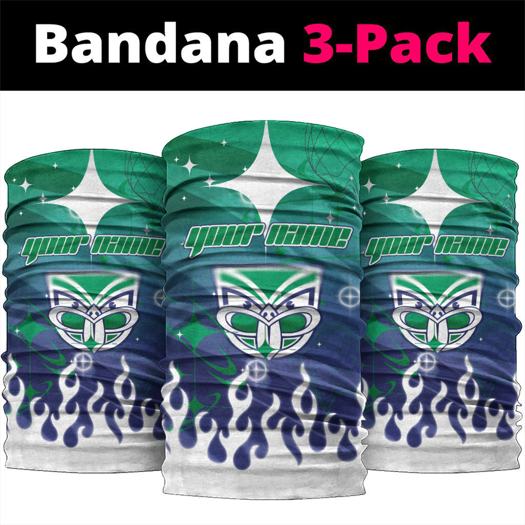 Personalized New Zealand Warriors Neck Gaiter Y2K Grunge Aesthetic With Cyber Flames and Starburst Graphics