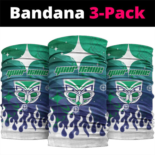 Personalized New Zealand Warriors Neck Gaiter Y2K Grunge Aesthetic With Cyber Flames and Starburst Graphics