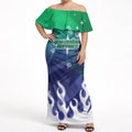 Personalized New Zealand Warriors Off Shoulder Maxi Dress Y2K Grunge Aesthetic With Cyber Flames and Starburst Graphics
