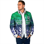 Personalized New Zealand Warriors Padded Jacket Y2K Grunge Aesthetic With Cyber Flames and Starburst Graphics