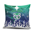 Personalized New Zealand Warriors Pillow Cover Y2K Grunge Aesthetic With Cyber Flames and Starburst Graphics