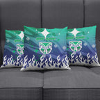 Personalized New Zealand Warriors Pillow Cover Y2K Grunge Aesthetic With Cyber Flames and Starburst Graphics