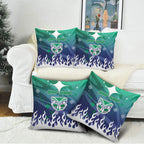 Personalized New Zealand Warriors Pillow Cover Y2K Grunge Aesthetic With Cyber Flames and Starburst Graphics
