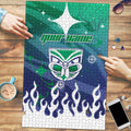Personalized New Zealand Warriors Puzzle Y2K Grunge Aesthetic With Cyber Flames and Starburst Graphics