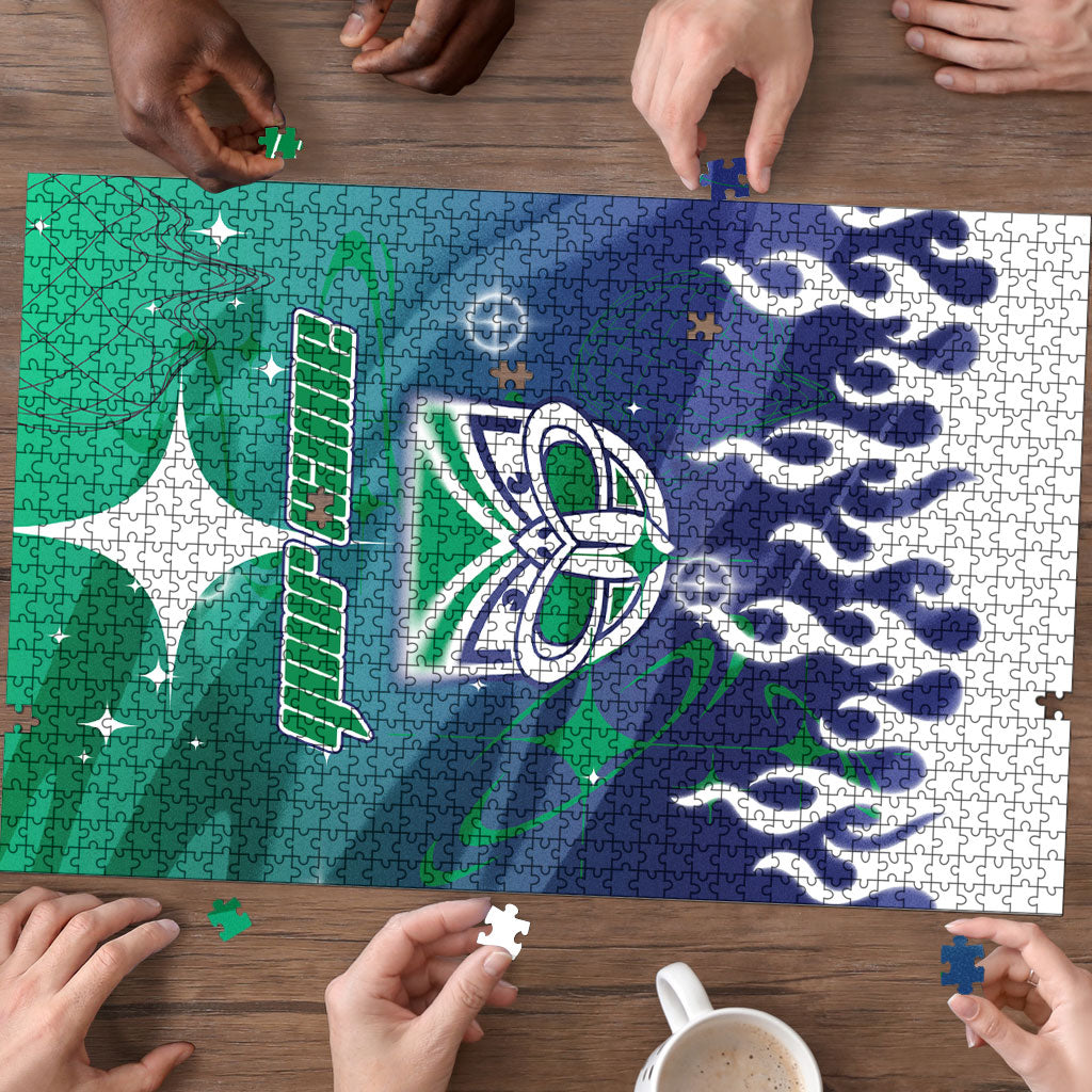 Personalized New Zealand Warriors Puzzle Y2K Grunge Aesthetic With Cyber Flames and Starburst Graphics