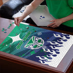 Personalized New Zealand Warriors Puzzle Y2K Grunge Aesthetic With Cyber Flames and Starburst Graphics