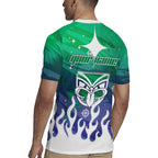 Personalized New Zealand Warriors Rugby Jersey Y2K Grunge Aesthetic With Cyber Flames and Starburst Graphics