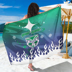 Personalized New Zealand Warriors Sarong Y2K Grunge Aesthetic With Cyber Flames and Starburst Graphics