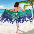 Personalized New Zealand Warriors Sarong Y2K Grunge Aesthetic With Cyber Flames and Starburst Graphics