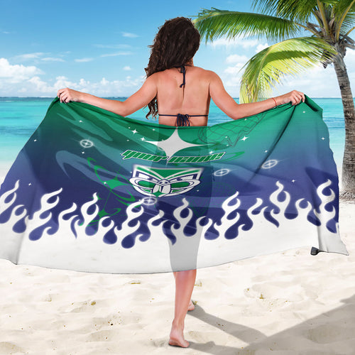 Personalized New Zealand Warriors Sarong Y2K Grunge Aesthetic With Cyber Flames and Starburst Graphics
