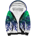 Personalized New Zealand Warriors Sherpa Hoodie Y2K Grunge Aesthetic With Cyber Flames and Starburst Graphics