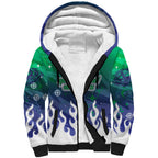 Personalized New Zealand Warriors Sherpa Hoodie Y2K Grunge Aesthetic With Cyber Flames and Starburst Graphics