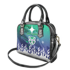 Personalized New Zealand Warriors Shoulder Handbag Y2K Grunge Aesthetic With Cyber Flames and Starburst Graphics