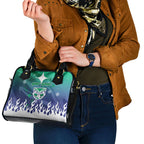 Personalized New Zealand Warriors Shoulder Handbag Y2K Grunge Aesthetic With Cyber Flames and Starburst Graphics