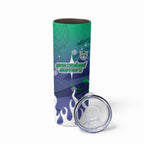Personalized New Zealand Warriors Skinny Tumbler Y2K Grunge Aesthetic With Cyber Flames and Starburst Graphics