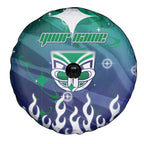Personalized New Zealand Warriors Spare Tire Cover Y2K Grunge Aesthetic With Cyber Flames and Starburst Graphics