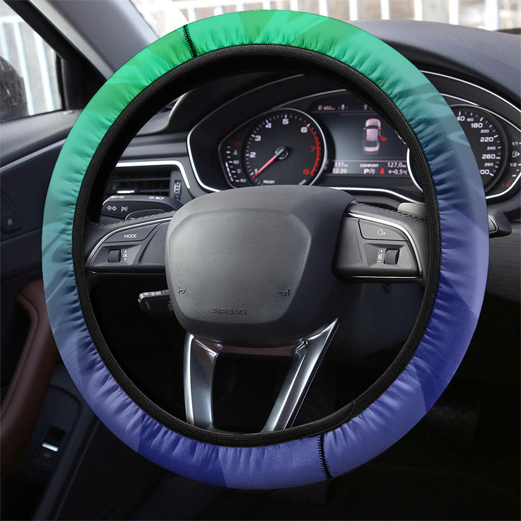 New Zealand Warriors Steering Wheel Cover Y2K Grunge Aesthetic With Cyber Flames and Starburst Graphics