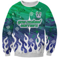 Personalized New Zealand Warriors Sweatshirt Y2K Grunge Aesthetic With Cyber Flames and Starburst Graphics