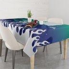 Personalized New Zealand Warriors Tablecloth Y2K Grunge Aesthetic With Cyber Flames and Starburst Graphics
