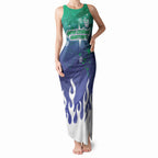 Personalized New Zealand Warriors Tank Maxi Dress Y2K Grunge Aesthetic With Cyber Flames and Starburst Graphics
