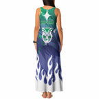 Personalized New Zealand Warriors Tank Maxi Dress Y2K Grunge Aesthetic With Cyber Flames and Starburst Graphics